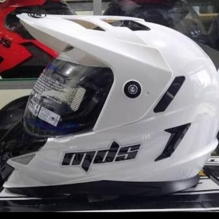 Gambar MDS HELM SUPERMOTO/SUPERPRO SOLID WHITE DOUBLE VISOR - white, M dari jodoh Helmet undefined Tokopedia