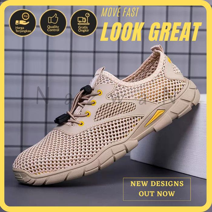Gambar Sepatu Sneakers Running Pria Bernapas Udara Jaring Sepatu Casual NET - Cokelat, 40 dari nazwan sneakers undefined Tokopedia