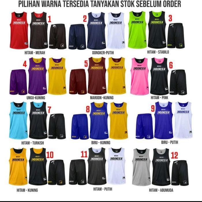 Gambar Jersey basket Bolak-Balik TIMNAS INDONESIA free nama dan no punggung - Putih, S dari erlanggajersey undefined Tokopedia