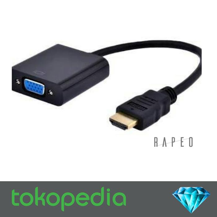 Kabel HDMI to VGA Female Adapter Laptop PC ke Monitor TV LCD/LED Hitam