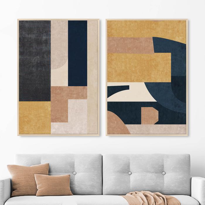 Gambar Hiasan Dinding 80x57cm 40x57cm Ruang Tamu Abstrak Cream Minimalis - AC (1), 40x57cm (KIRI) dari DVLiving undefined Tokopedia