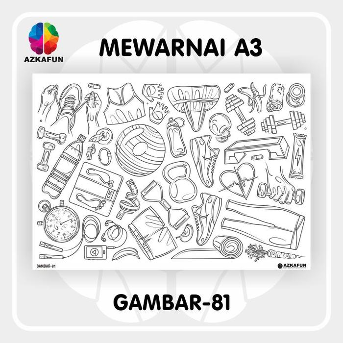 Gambar Kertas Mewarnai A3 OLAHRAGA - Mewarnai macam-macam olahraga - GAMBAR-81 dari AZKAFUN undefined Tokopedia