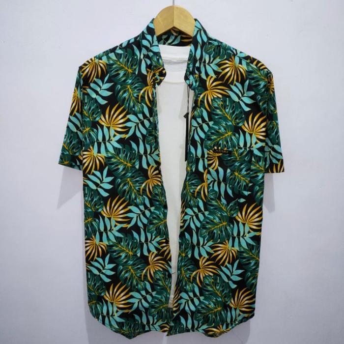 Gambar Kemeja Hawai Kemeja Pantai - Kemeja Lengan Pendek - Hijau Daun, XL dari ziva.id men&#39;s undefined Tokopedia