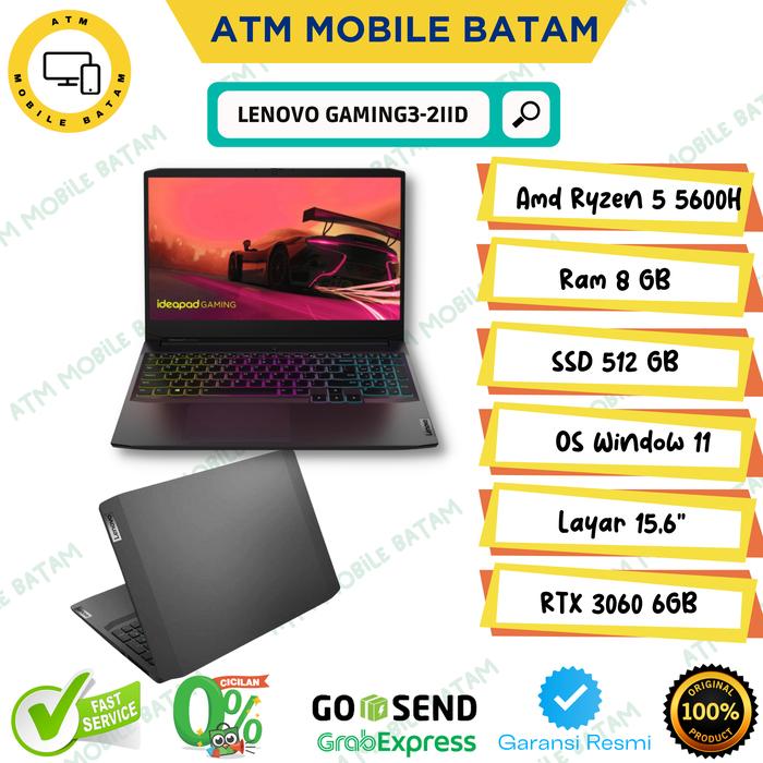 Jual Laptop Lenovo Gaming 21ID Ryzen 5600H 8/512Gb RTX3060 6GB