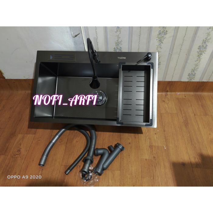 Gambar Komplit bak cuci piring hitam sus 304 UK 75 x 45 kitchen sink black - komplit dari nofiarfi undefined Tokopedia