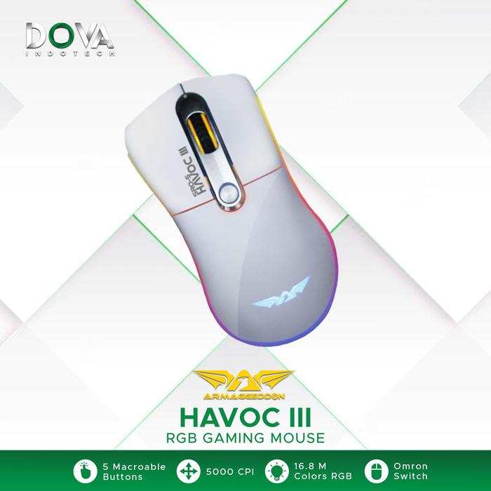 Gambar Mouse Gaming Armaggeddon Havoc 3 / Havoc III - Putih dari Dova Indotech undefined Tokopedia