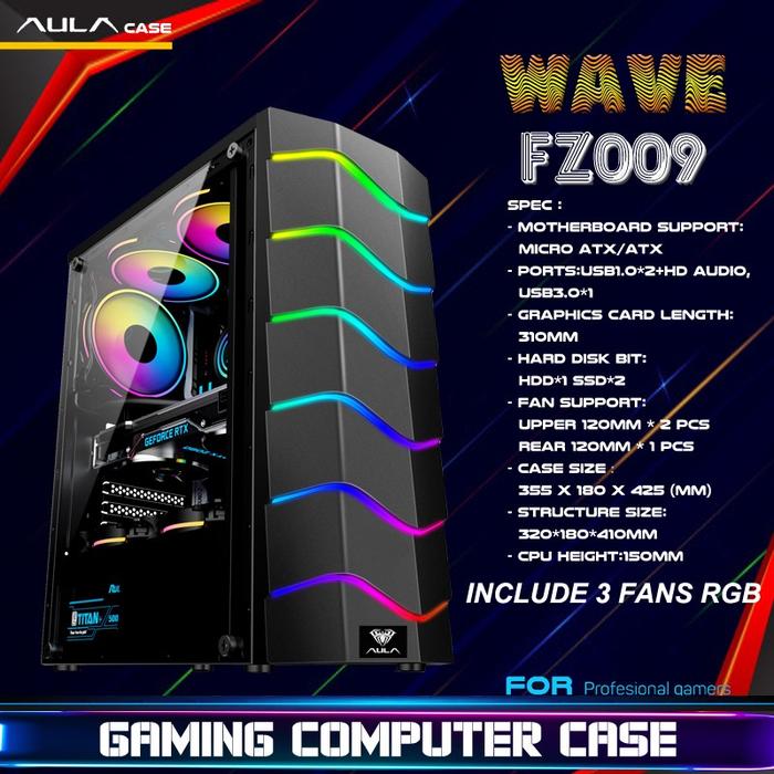 Gambar AULA FZ009 FZ010 FZ011 FZ012 - RGB Tempered Glass ATX Gaming Case - FZ009 dari Duta Mandiri Infokom undefined 4 Tokopedia