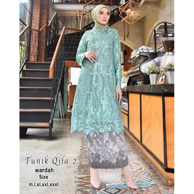 Gambar Kebaya Tunik Tile - Setelan Kebaya Modern - Dress Pesta - Mint / Wardah, Kebaya L + Rok dari Et collection undefined Tokopedia