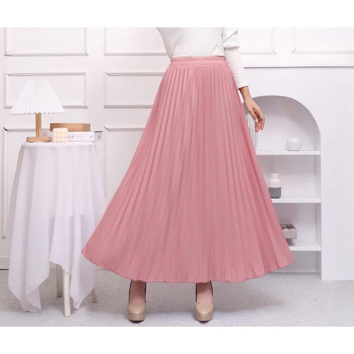 Gambar Ahlami- Yuri Skirt Rok Plisket Premium Rok Formal - PINK SOFT dari ahlami undefined Tokopedia