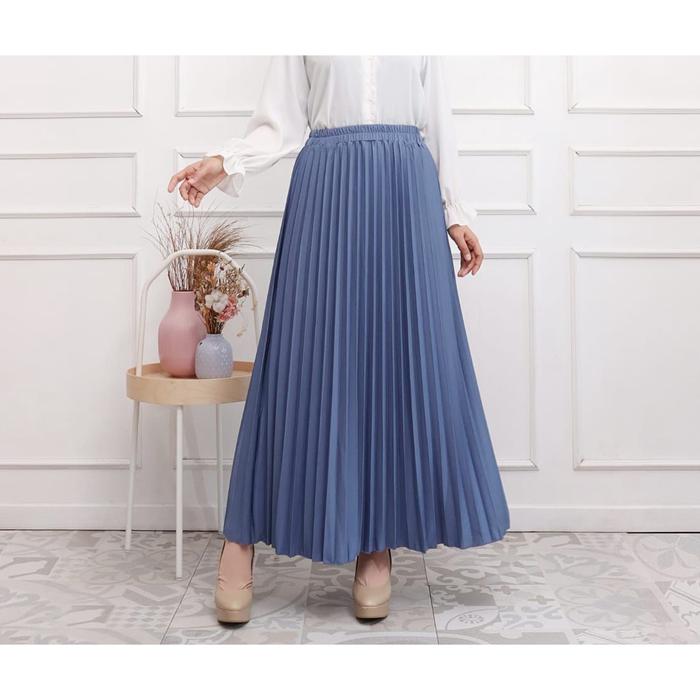 Gambar Ahlami- Yuri Skirt Rok Plisket Premium Rok Formal - DENIM dari ahlami undefined Tokopedia