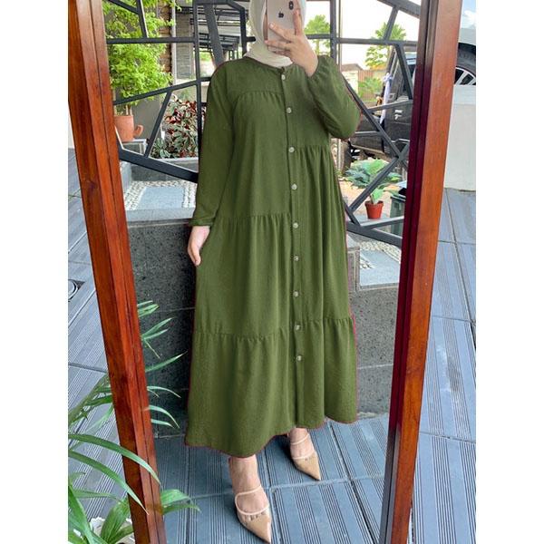 Gambar Gamis Alea Maxy Wanita - Hijau Army dari Tokogo.id undefined Tokopedia
