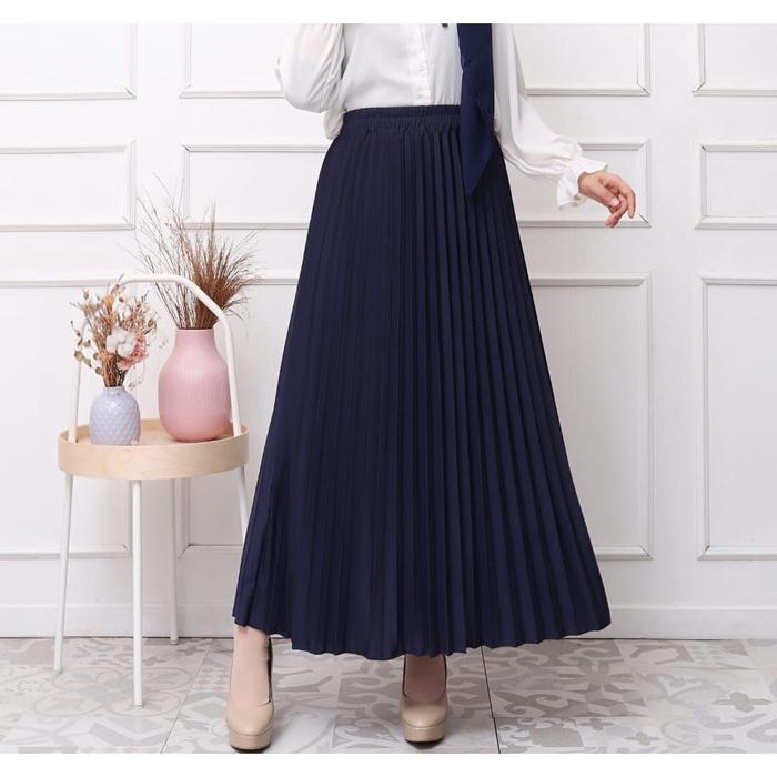 Gambar Ahlami- Yuri Skirt Rok Plisket Premium Rok Formal - NAVY dari ahlami undefined Tokopedia