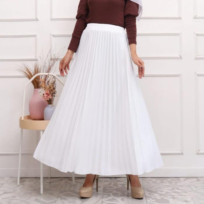 Gambar Ahlami- Yuri Skirt Rok Plisket Premium Rok Formal - WHITE dari ahlami undefined Tokopedia