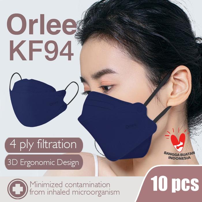 Gambar Masker KF94 Orlee 4ply earloop Peach Green Tea Matcha Cream isi 10 - Navy dari Lbagstoremall undefined Tokopedia
