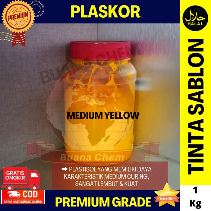 Gambar Plaskor 1 kg Plastisol Tinta Sablon Pasta Sablon Cat Sablon - Medium Yellow dari Buana Chem undefined Tokopedia