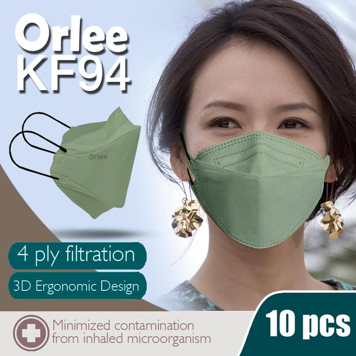 Gambar Masker KF94 Orlee 4ply earloop Peach Green Tea Matcha Cream isi 10 - Matcha dari Lbagstoremall undefined Tokopedia