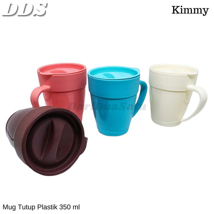 Gambar Mug Plastik Plus Tutup Gelas Mug Gagang Food Grade 350 - 550 ml - 550 ml, Merah Muda dari DariDuaSatu undefined Tokopedia