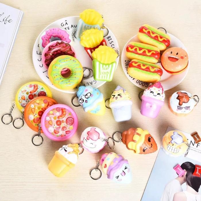 Keychain Squishy Mini Gantungan Kunci Mainan Squishy Fast Food Donut  RANDOM di Armagadasurabaya Tokopedia - Main Image