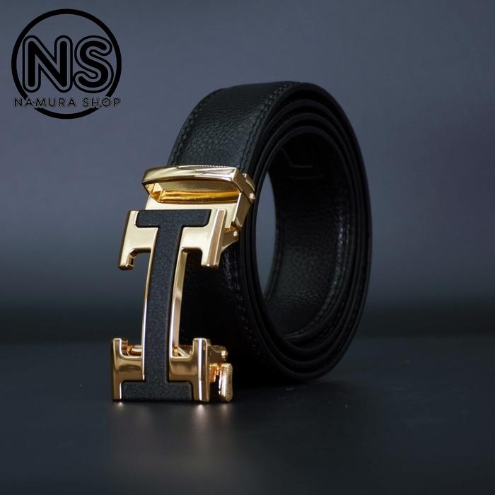 Gambar Ikat Pinggang Pria Tipe Rell Leather PU Sintetis Sabuk Pria Kulit 017 - 1gold dari namurashop25 undefined Tokopedia