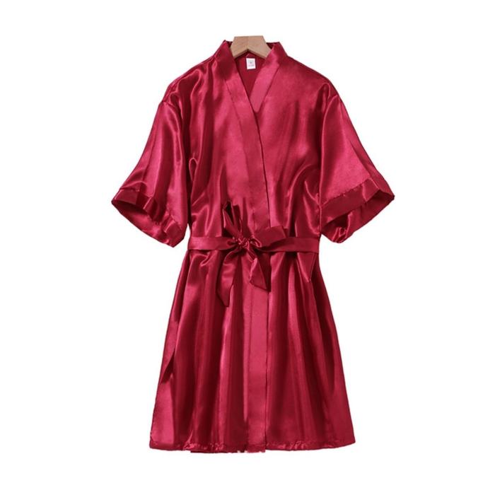 Gambar Baju Tidur Kimono Wanita/Baju Tidur Pengantin/Baju Tidur Satin - A4-Polos Maroon dari JY Wholesale.id undefined Tokopedia