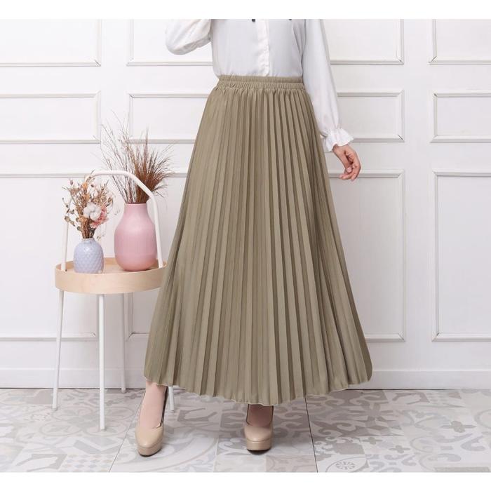 Gambar Ahlami- Yuri Skirt Rok Plisket Premium Rok Formal - HIJAU TEH dari ahlami undefined Tokopedia