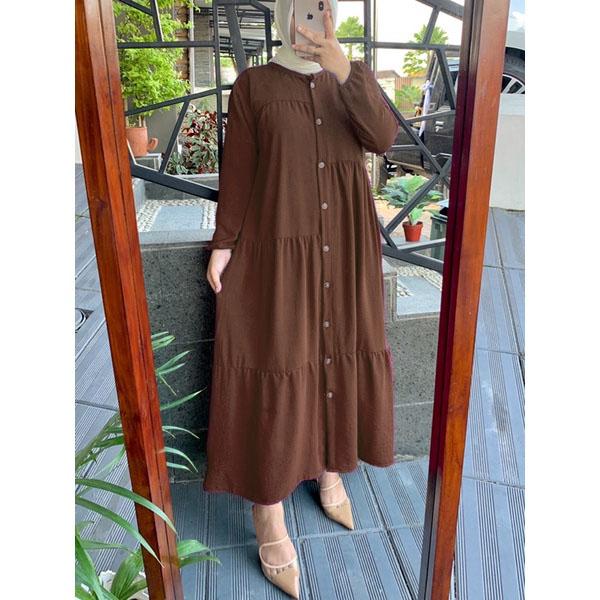 Gambar Gamis Alea Maxy Wanita - Coklat Tua dari Tokogo.id undefined Tokopedia