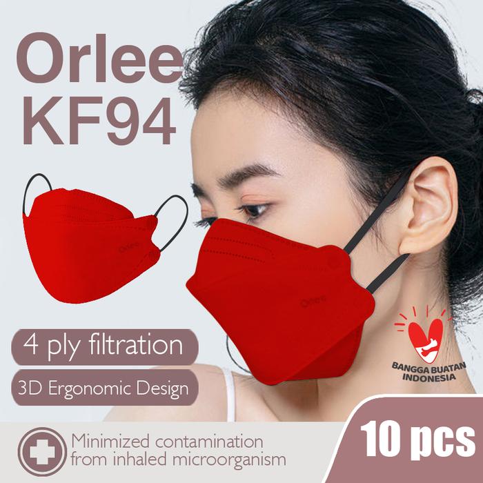 Gambar Masker KF94 Orlee 4ply earloop Peach Green Tea Matcha Cream isi 10 - Merah dari Lbagstoremall undefined Tokopedia