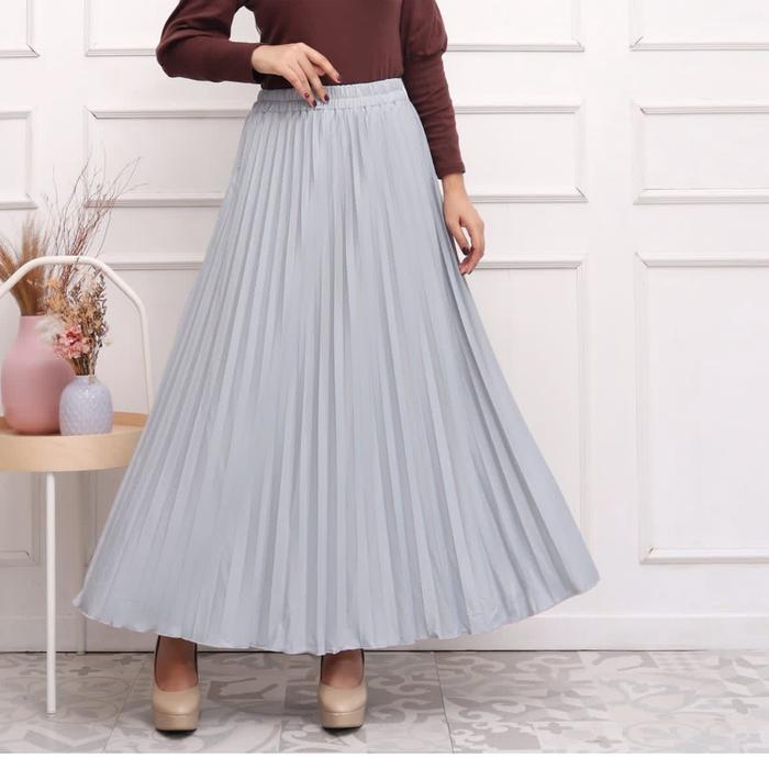 Gambar Ahlami- Yuri Skirt Rok Plisket Premium Rok Formal - SILVER dari ahlami undefined Tokopedia