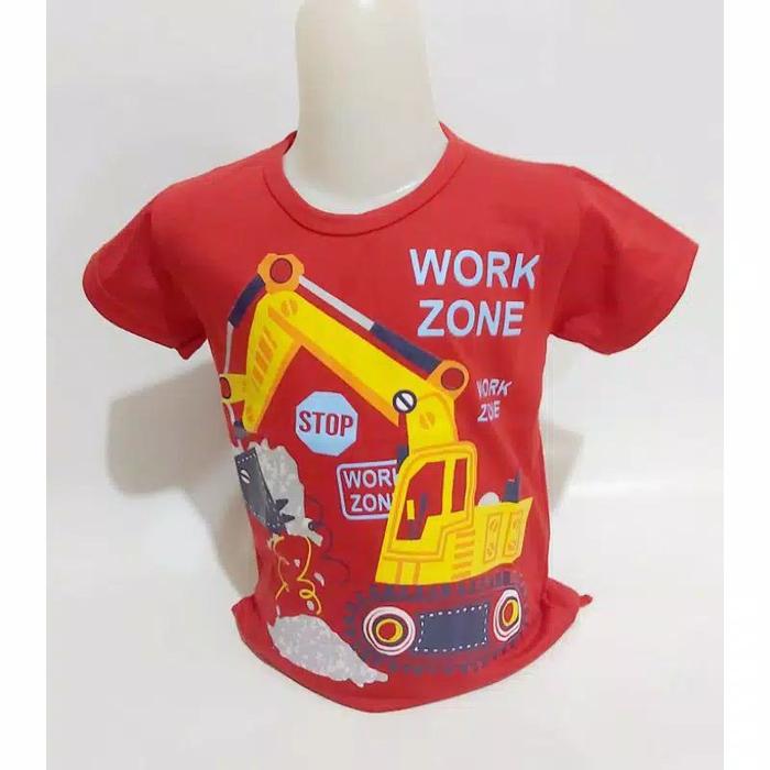 Gambar Kaos anak anak usia 1 - 10 tahun, Sablon work zone, 6 warna - Merah, XXL dari GIJIA undefined Tokopedia