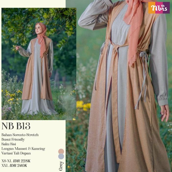 Gambar Program Sale 40% Gamis Wanita Busui Long Dress Nibras NB B13 COD - GREY, XL dari Nibras House Store undefined Tokopedia