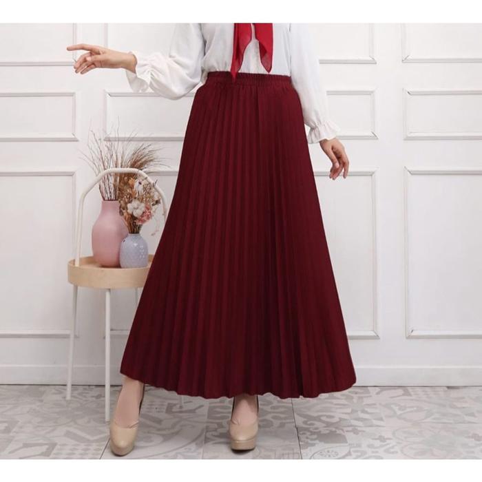 Gambar Ahlami- Yuri Skirt Rok Plisket Premium Rok Formal - MAROON dari ahlami undefined Tokopedia