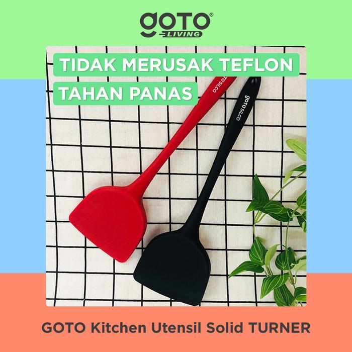 Gambar Goto [COD] Kitchen Utensil Silco Spatula Silikon Capitan Sendok Masak Dapur - SOLID TURNER, BLACK dari Goto Living undefined Tokopedia