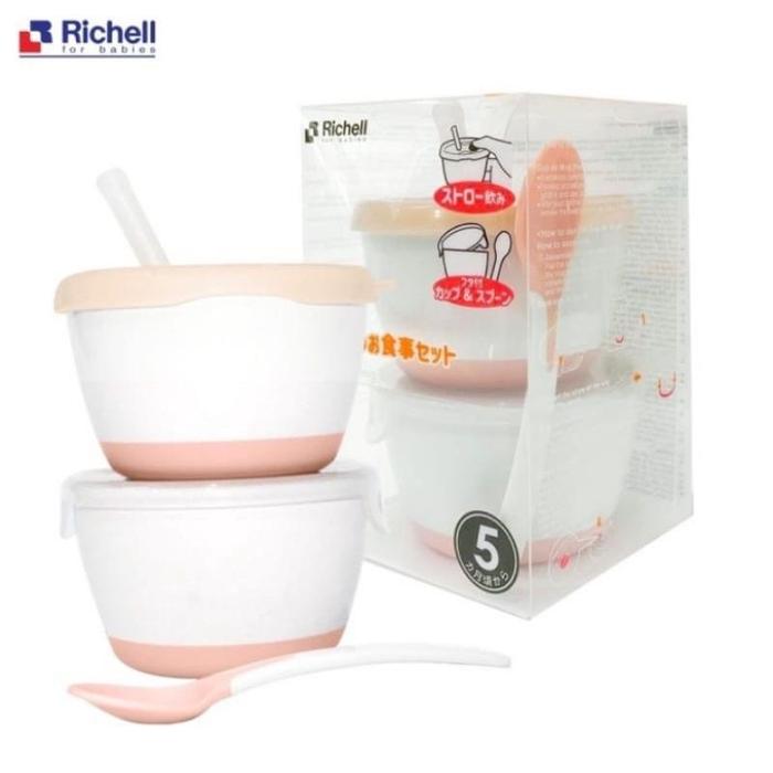 Gambar Richell Meal Training Set - Gelas & Mangkok Bayi - Pink set dari Little El Babyshop undefined Tokopedia