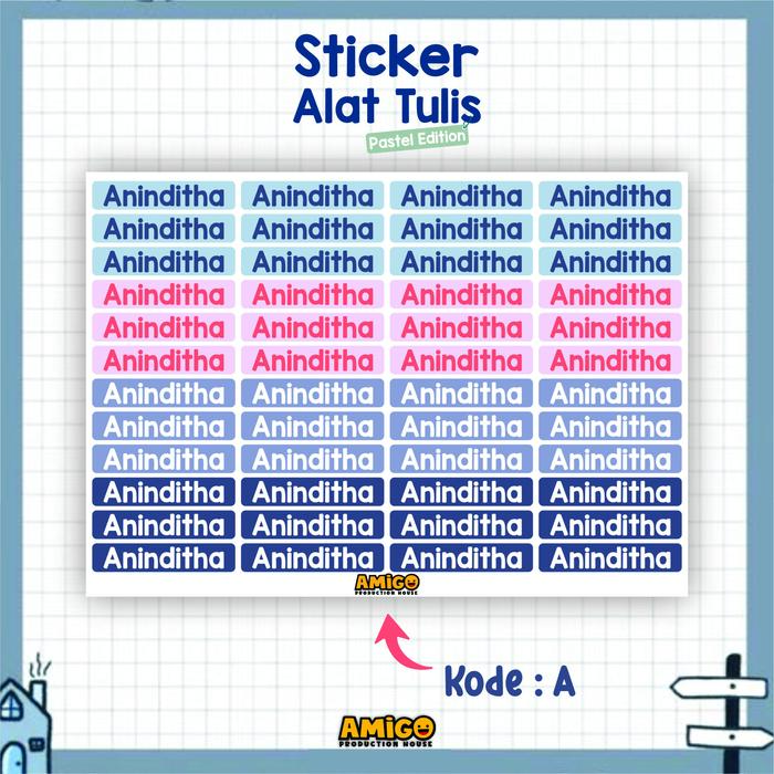 Gambar Stiker Label Nama Pastel Sticker Label Nama Sticker Custom Nama Sticker ATK Sticker Buku dan Alat Tulis - A, M (10-15 huruf) dari Amigo Production undefined Tokopedia