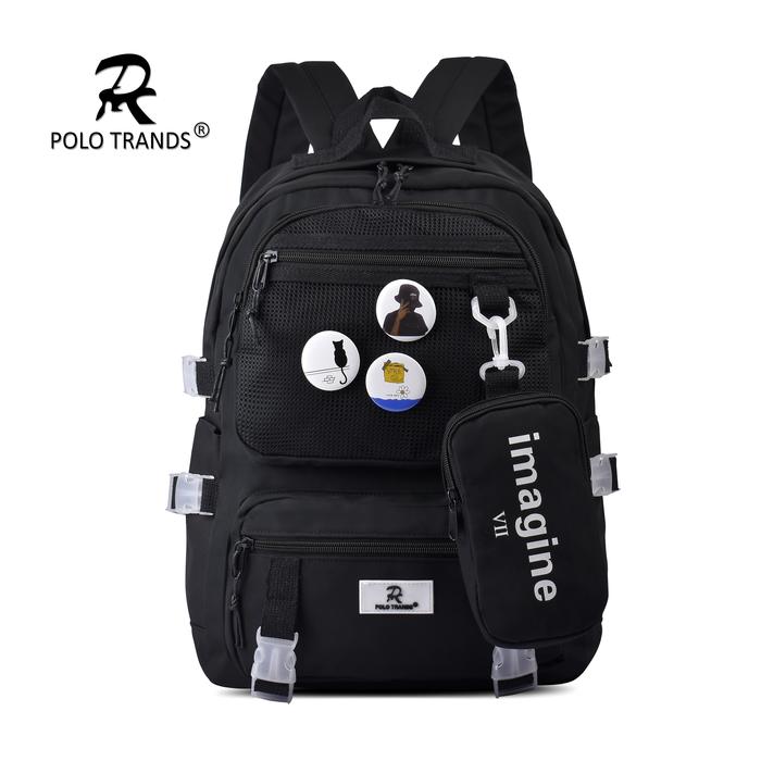 Gambar Polo Trands Liscio SE 12619 Tas Ransel Sekolah Anak Tas Travelling - BLACK dari Polo Trands undefined Tokopedia