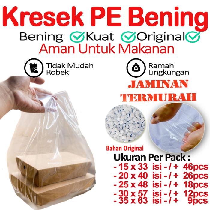 Gambar kantong Plastik | Kantong Kresek PE Bening TRANSPARAN LUNCH BOX - 20 X 40 dari Raja Grosir Plastik undefined Tokopedia