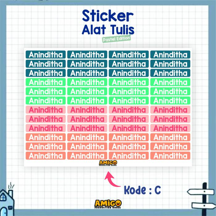 Gambar Stiker Label Nama Pastel Sticker Label Nama Sticker Custom Nama Sticker ATK Sticker Buku dan Alat Tulis - C, S (1-9 huruf) dari Amigo Production undefined Tokopedia