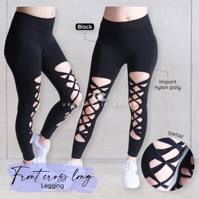 Gambar Urban Chic House - Front Cross Long legging/ celana senam/ celana yoga - Black, Freesize dari Urban Chic House undefined Tokopedia