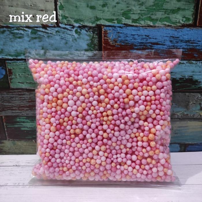 Gambar butiran styrofoam warna/floam/butiran gabus undian/isi giftbox/slime - mix red dari yora paper undefined Tokopedia