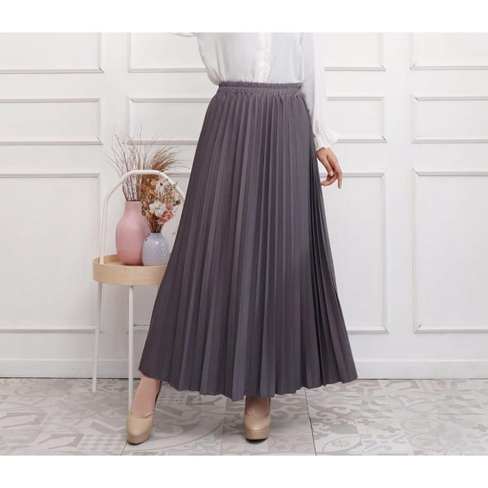 Gambar Ahlami- Yuri Skirt Rok Plisket Premium Rok Formal - GREY dari ahlami undefined Tokopedia