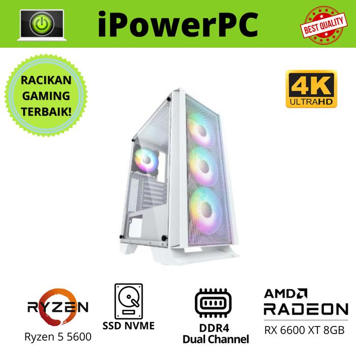 Jual PC Gaming Rakitan AMD Ryzen 5600 RX 6600XT SSD 250GB SATA