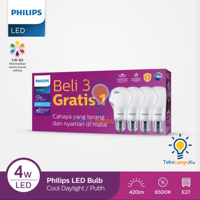 Gambar Philips LED Paket Multipack Bulb 4W 6W 8W 10W 12W - 4 Watt dari TokoLampuKu undefined Tokopedia