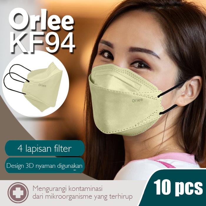 Gambar Masker KF94 Orlee 4ply earloop Peach Green Tea Matcha Cream isi 10 - Cream dari Lbagstoremall undefined Tokopedia