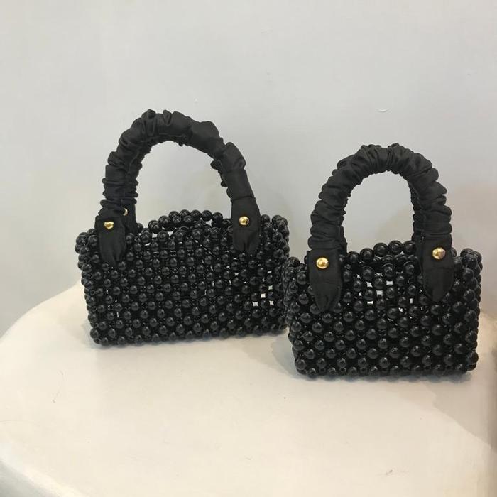 Gambar BEADS BAG/TAS MUTIARA/TAS MANIK/TAS UNIK/TAS HAND MADE/TAS LOCAL - hitam (pearl), mini dari gemay_brand undefined Tokopedia