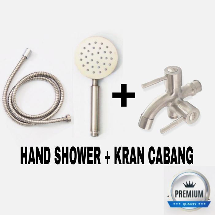Gambar Shower Mandi Bulat Stainless Hand Shower Kran Cabang Kran Air Shower - SHOWER + KRAN dari Sentral Kamar Mandi undefined Tokopedia