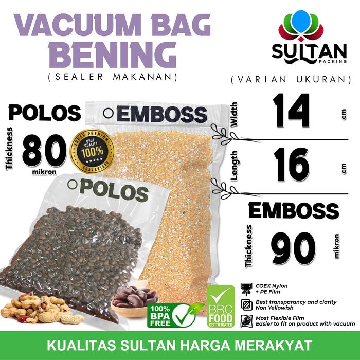 Gambar Plastik Vacuum Bag 14cm x 16cm POLOS / EMBOSS Vacum Vakum Sealer - Polos 80mic dari Sultan Packing undefined Tokopedia