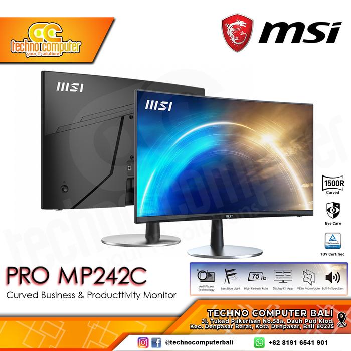 Gambar LED Monitor MSI PRO MP242C Curved Monitor - 24 inch FHD 75Hz 5ms VA dari Techno Computer Bali undefined Tokopedia