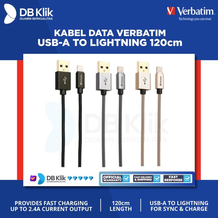 Kabel Data Verbatim 2.4A 120cm MFI USB-A to Lightning Sync & Charge