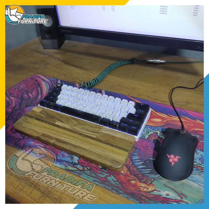 Gambar Wrist rest keyboard kayu solid - size 60% - mini keyboard wrist pad - Finger Joint dari pradifa furniture undefined Tokopedia