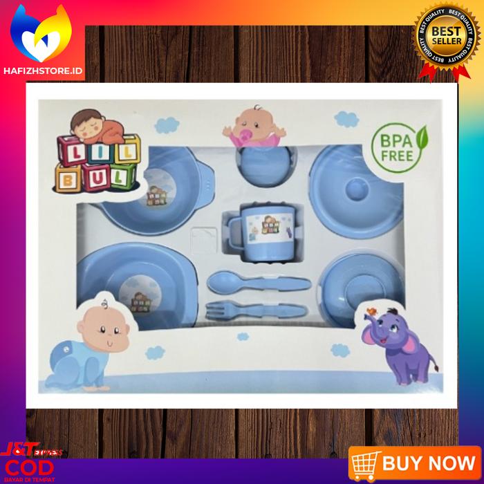 Gambar Feeding Set Baby Safe Paket Perlengkapan Alat Tempat Makan Bayi SNI - Biru dari hafizhbabystore undefined Tokopedia